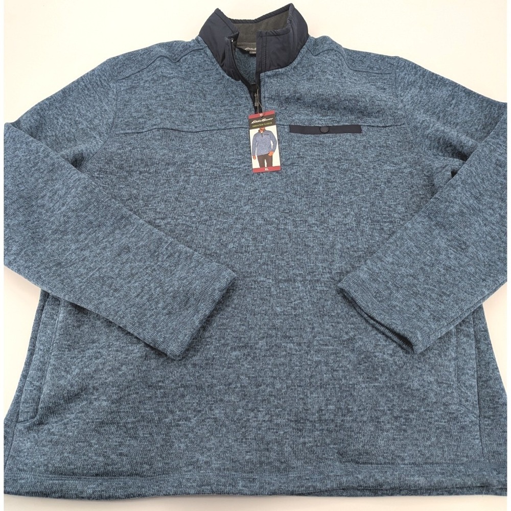 Eddie Bauer 1/4 Zip Pullover Mens XL Twilight Heather Blue Fleece Sweater - NWT